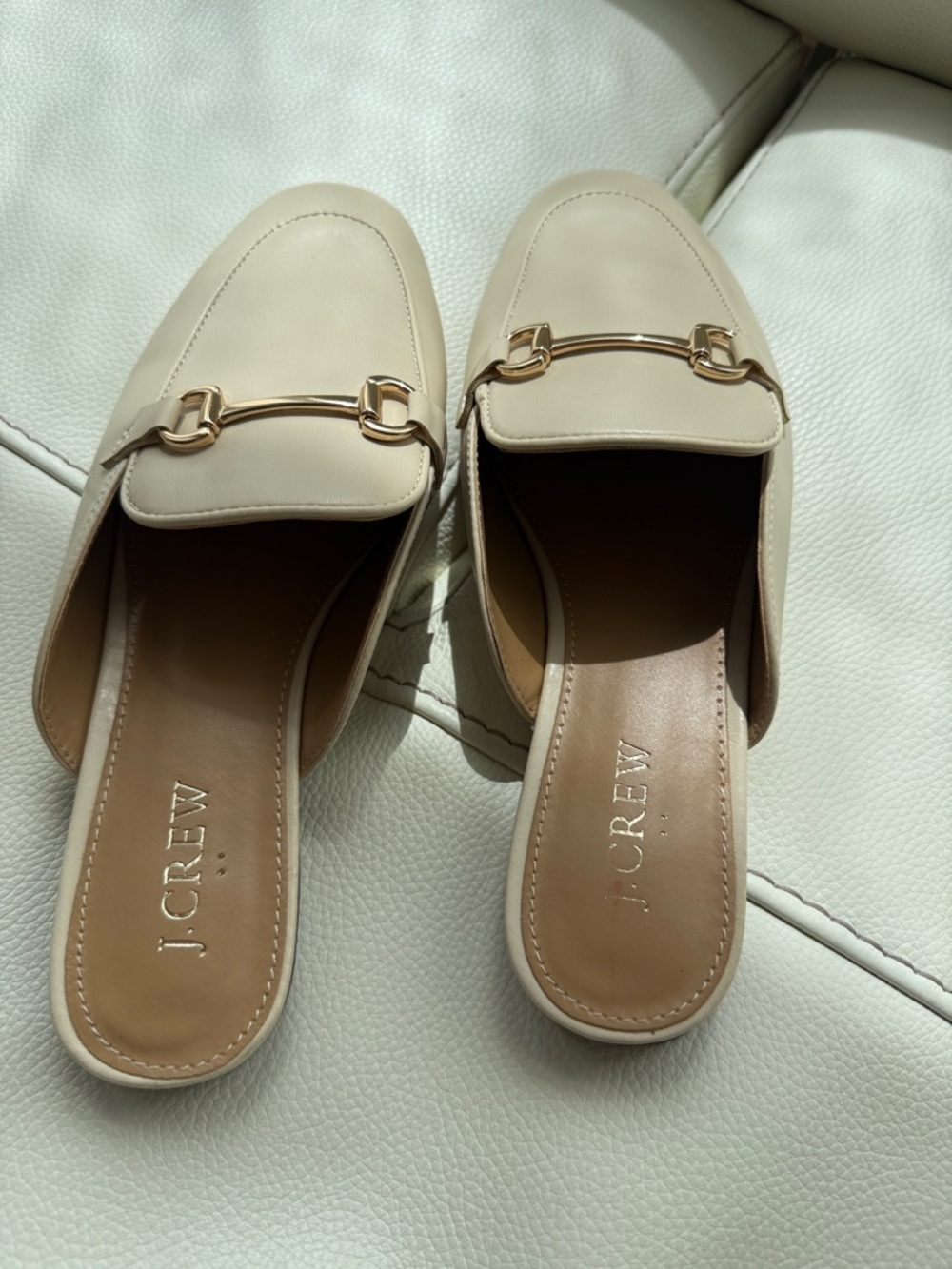 J. Crew Cream Flat Backless Mules - Picture 10 of 12